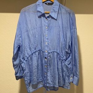 Zara Button Down Tie Blouse